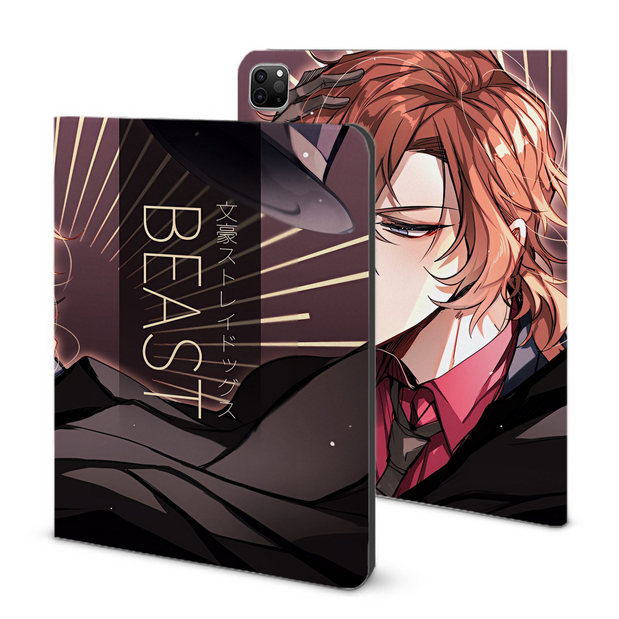 （画像用） 文豪ストレイドッグス Bungo Stray Dogs IPad ケース ブック型 PUレザー TPU 耐衝撃 軽量 薄型 ペン収納なし 全面保護 IPad 各モデル対応